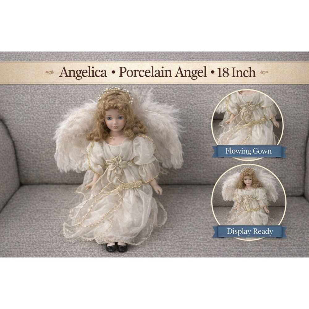Angelica Porcelain Angel Doll – Heritage Signature – Display Ready – 18 Inch – 2